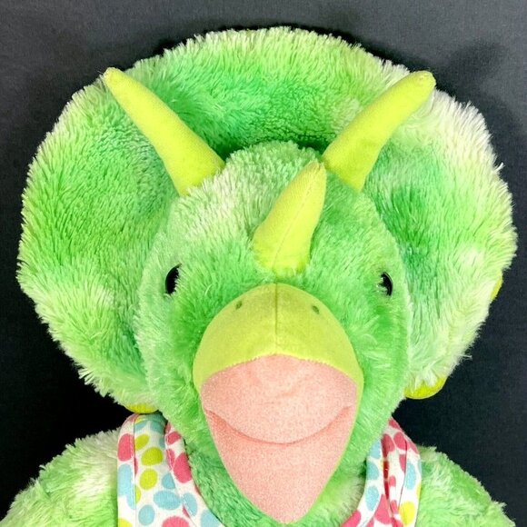 Build A Bear Green Triceratops Dinosaur 18" Plush with Sequins and Dot Tank - Picture 3 of 11